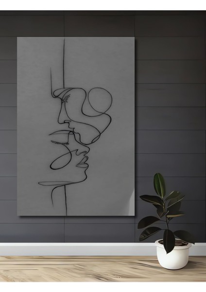 Tekno Trust Çerçevesiz Ahşap Modern Sanat Estetik Dekoratif Sevgili Çiftlerin Illüstrasyon Tablo Ahşap Illüstra