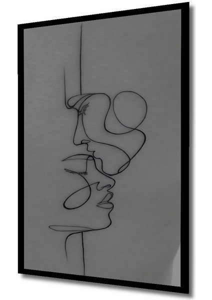 Tekno Trust Çerçevesiz Ahşap Modern Sanat Estetik Dekoratif Sevgili Çiftlerin Illüstrasyon Tablo Ahşap Illüstra indirimleri