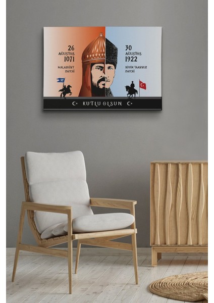 Tekno Trust Çerçeveli Atatürk Kanvas Tablo Dekoratif Atatürk Portre Tablo 276 Modern Beyaz