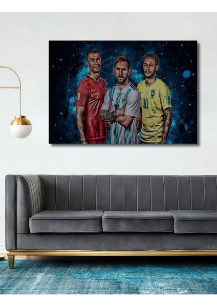 Tekno Trust Modern Dekoratif Modern Futbol Yıldızı Ronaldo Messi Neymar Ahşap Tablo Şık Yatay Duvar Dekorasyon
