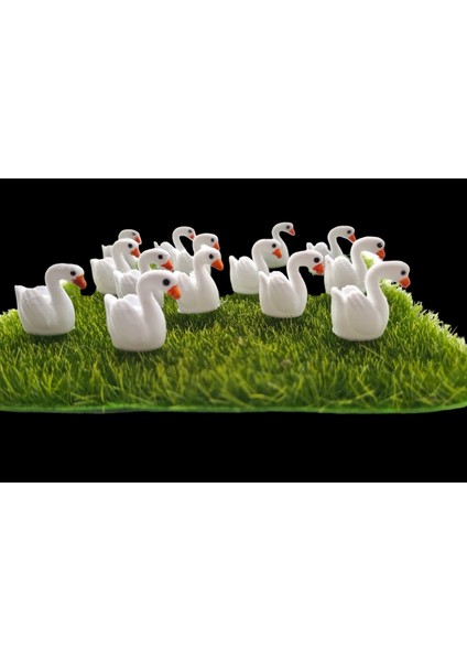 ( 100 Ad ) Teraryum Minyatür Kuğu Obje Mini Bahçe Malzemeleri Dekoratif Figür. Orjinal Reçine fiyatları