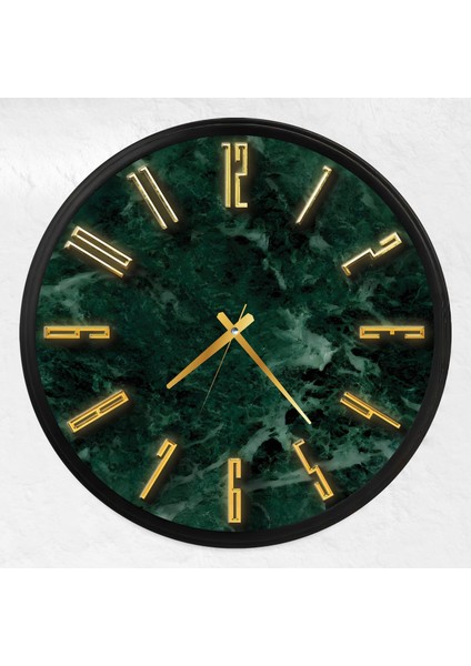 Yeşil Mermer Kanvas (Ahşap) Duvar Saati - 70 cm fiyatları