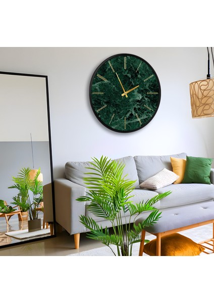 Yeşil Mermer Kanvas (Ahşap) Duvar Saati - 50 cm fiyatları