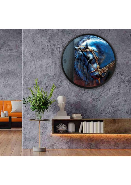 3D At Kanvas (Ahşap) Duvar Saati - 70 cm