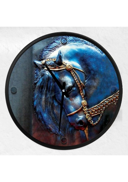 3D At Kanvas (Ahşap) Duvar Saati - 70 cm modelleri