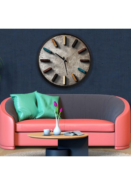 Stone Kanvas (Ahşap) Duvar Saati - 70 cm