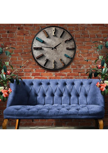 Stone Kanvas (Ahşap) Duvar Saati - 50 cm