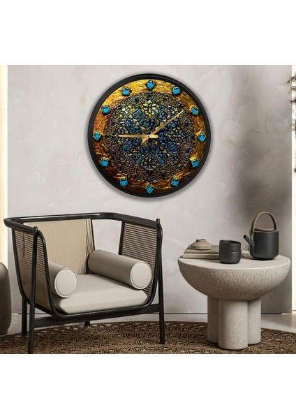 Vitray Kanvas (Ahşap) Duvar Saati - 70 cm