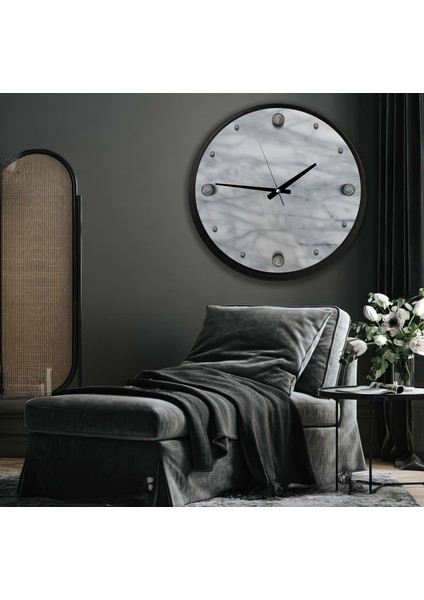Mermer Kanvas (Ahşap) Duvar Saati - 70 cm