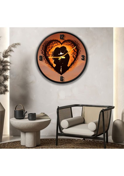 Aşk Kanvas (Ahşap) Duvar Saati - 70 cm