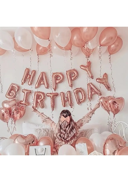 Rosegold 100 cm Happy Birthday Balon