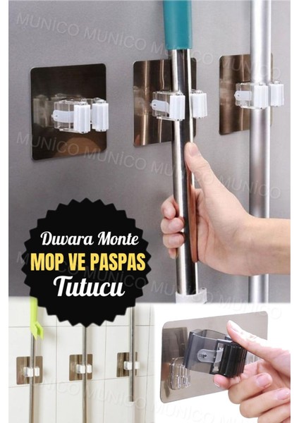 Tekno Trust Beyaz Duvara Monte Paspas Raf Banyo Mutfak Düzenleyici Fırça Süpürge Askı Depolama Rafı Asılı Raylı