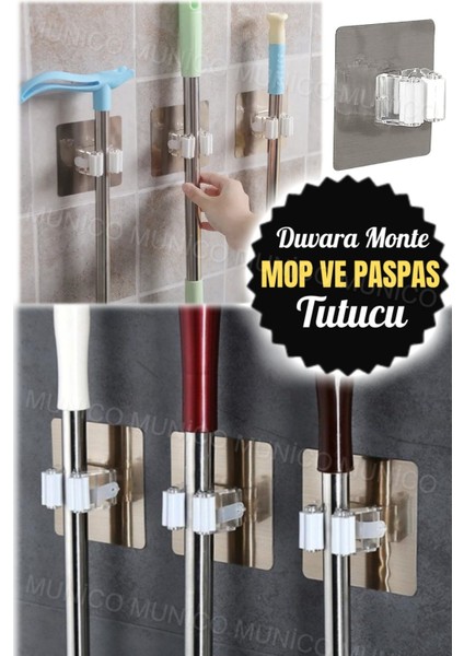 Tekno Trust Beyaz Duvara Monte Paspas Raf Banyo Mutfak Düzenleyici Fırça Süpürge Askı Depolama Rafı Asılı Raylı modelleri