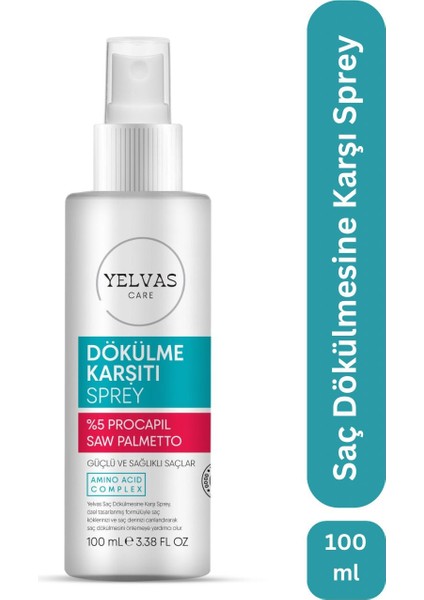 Yelvas Care Procapil 5% ve Saw Palmetto Saç Dökülmesine Karşı Güçlendirici Sprey (Serum) 100 ml