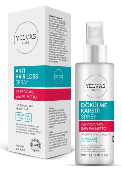 Yelvas Care Procapil 5% ve Saw Palmetto Saç Dökülmesine Karşı Güçlendirici Sprey (Serum) 100 ml