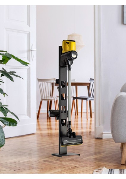 Siyah Karcher Uyumlu Dikey Süpürge Standı Siyah