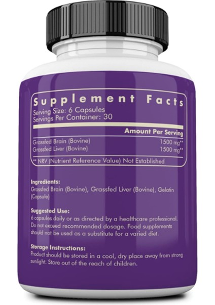 Grass Fed Beef Brain With Beef Liver 3000MG 180 Capsul Usa Menşei 3693 modelleri