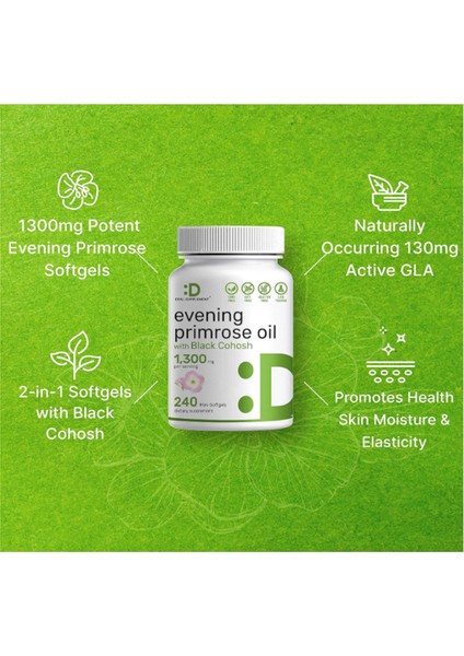 Evening Primrose Oil 1300MG 240 Mini Softgels Usa Menşei 3647 fırsatları