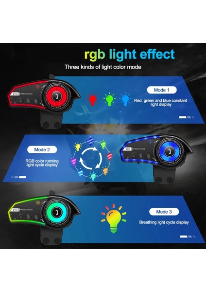 BT35 Rgb Renkli Işıklı ve Yüksek Sesli Bluetooth Kask Intercom /motosiklet Interkom Kulaklık