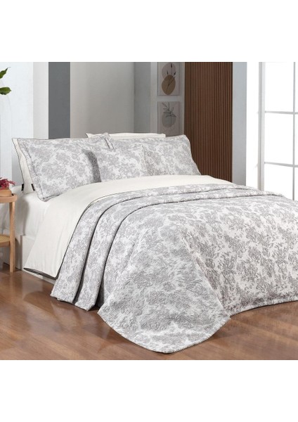 Rowena Pembe Çift Kişilik Dekoratif Kırlent Yatak Örtüsü Seti 260x250 Cm