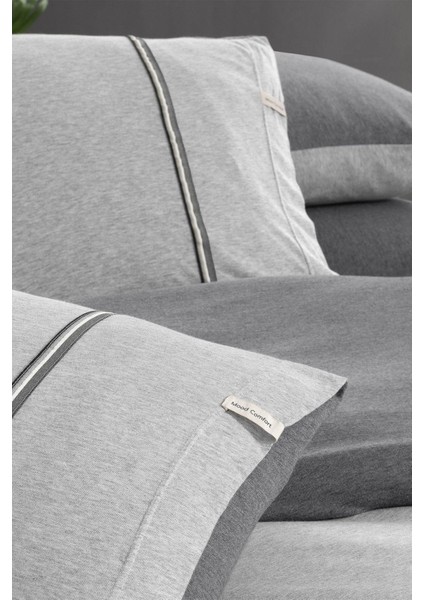 Medulas Açık Gri %50 Pamuk %50 Modal Çift Kişilik 160*200 cm Fitted Çarşaf indirimleri