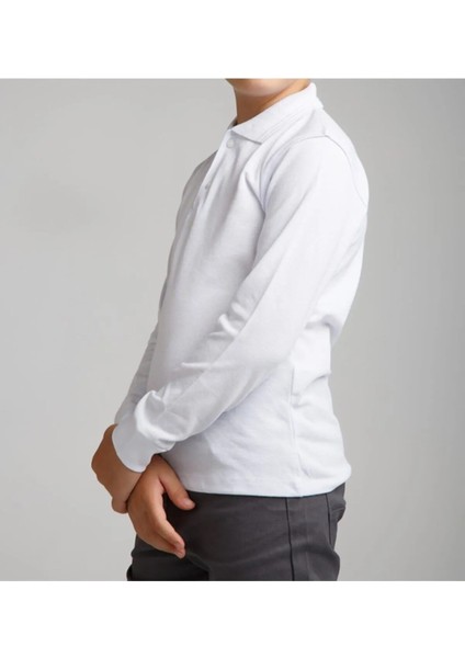 Okul Tshirt , Beyaz Uzun Kollu Polo Yaka Kız Erkek Çocuk Okul Tişörtü modelleri