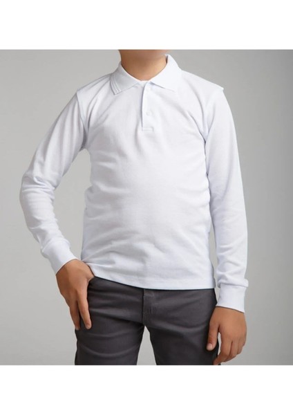 Okul Tshirt , Beyaz Uzun Kollu Polo Yaka Kız Erkek Çocuk Okul Tişörtü fırsatları