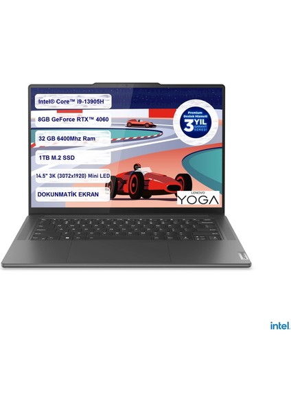 Yoga Pro 9 14IRP8 Intel Core I9-13905H 32GB 1tb SSD 8gb RTX4060 14.5" 3k Miniled Freedos 83BU008KTX Dokunmatik Bilgisayar