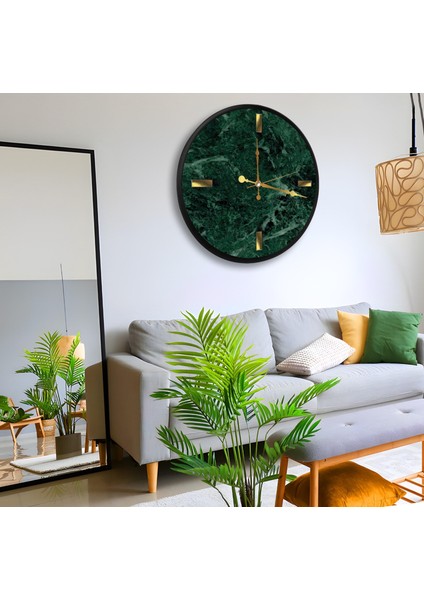 Yeşil Mermer Kanvas (Ahşap) Duvar Saati - 50 cm fiyatları