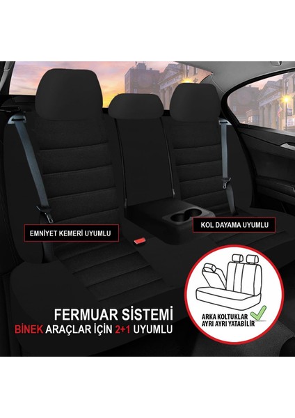 Renault S Uyumlu Lüks Oto,araba Tay Tüyü Koltuk Kılıfı Siyah