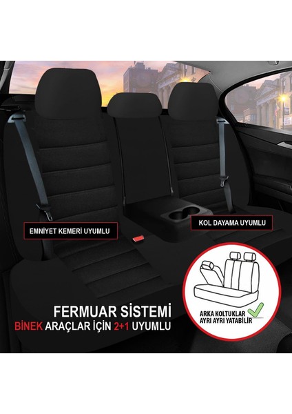 Megane 1 Uyumlu Lüks Oto,araba Tay Tüyü Koltuk Kılıfı Siyah