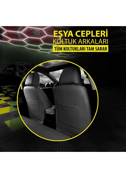 Megane 1 Uyumlu Lüks Oto,araba Tay Tüyü Koltuk Kılıfı Siyah