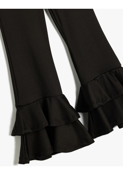 Ispanyol Paça Pantolon Fırfır Detaylı Beli Lastikli modelleri