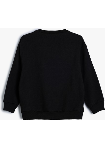 Sweatshirt Slogan Baskılı Bisiklet Yaka Uzun Kollu fiyatları