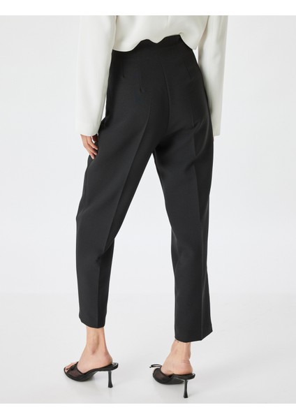 Yüksek Bel Cigarette Pantolon Nervürlü Cepli Slim Fit