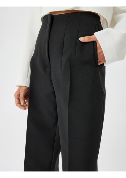 Yüksek Bel Cigarette Pantolon Nervürlü Cepli Slim Fit