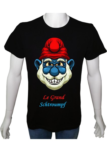 Regular Erkek T-Shirt Siyah 'Şirin Baba' Baskılı