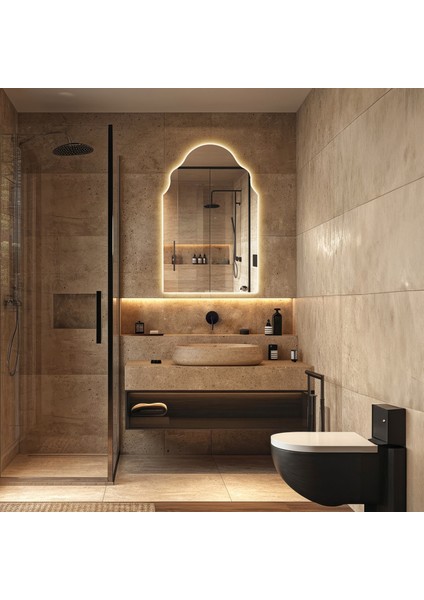 LED Işıklı Modern Banyo, Tuvalet Aynası, LED Aydınlatmalı Dekoratif Kuaför Salon Aynası, Estetik Tasarım