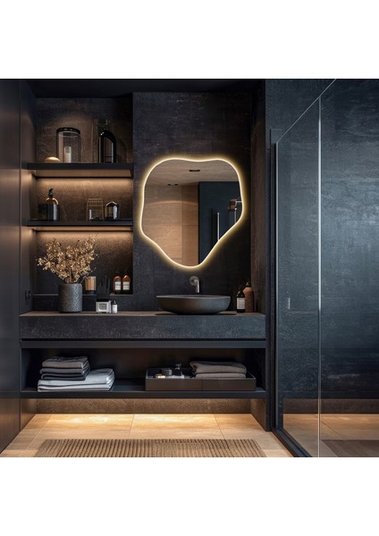 Estetik Banyo Aynası, LED Aydınlatmalı Kuaför Salon Duvar Aynası, Modern Tasarım Tuvalet Aynası