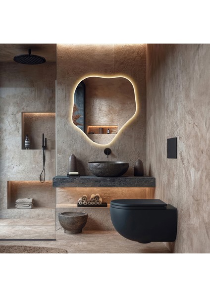 Estetik Banyo Aynası, LED Aydınlatmalı Kuaför Salon Duvar Aynası, Modern Tasarım Tuvalet Aynası