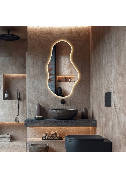 Asimetrik Tasarım Ledli Banyo, Tuvalet Aynası, LED Işıklı Modern Lavabo Kuaför Salon Aynası