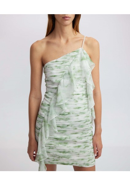 Fırfır Şeritli Mini Elbise indirimleri