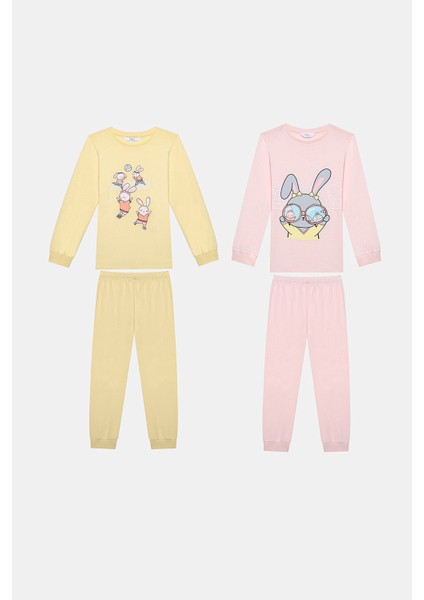 Kız Çocuk Volleybunny 2li Çok Renkli Pijama Takımı