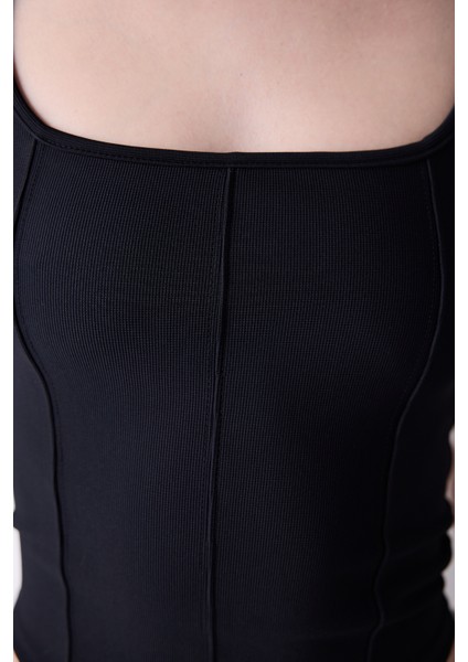 Corset Look Siyah Crop Top indirimleri