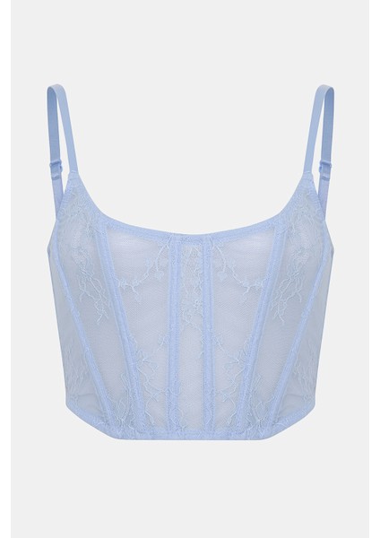 Mavi Bustiyer Kadınlar İçin Dantel Detaylı Yüksek Destekli Rahat Tasarım indirimleri