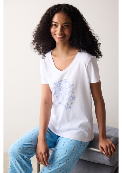 Floral Kapri Pijama Takımı modelleri