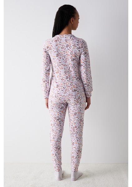 Coffee Time Polar Açık Gri Pantolon Pijama Takımı indirimleri