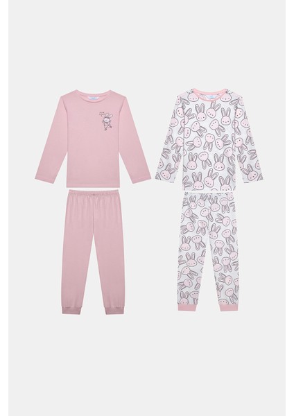 Kız Çocuk Bunnies Çok Renkli 2li Pijama Takımı