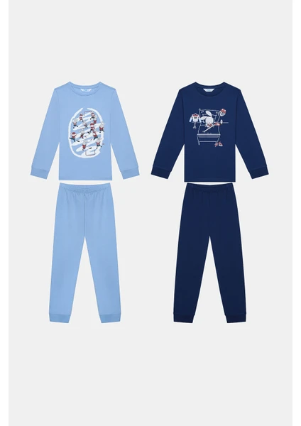 Erkek Çocuk Hockey Bunny 2li Çok Renkli Pijama Takımı