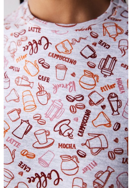 Coffee Time Polar Açık Gri Pantolon Pijama Takımı